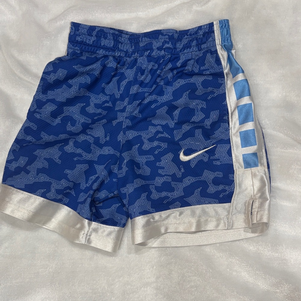Nike Blue Boys Athletic Shorts with Silver Accents